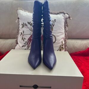 Marc Fisher Purple Pointed-Toe Mid-Calf Slouch Boots